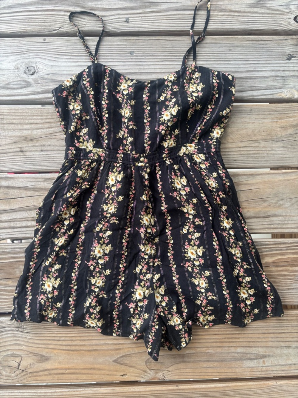 Forever 21 Black Floral Romper